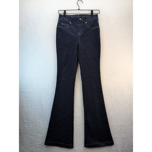 SPANXshape Everywear Jeans Raw Indigo Wide Leg Pull On Bootcut Jeans Womens XS - Picture 1 of 11